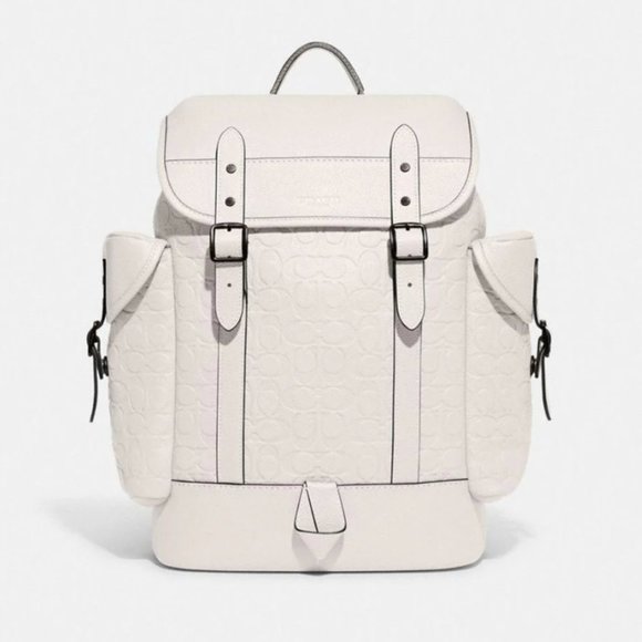 Coach Hitch Backpack in White Signature Leather - Picture 8 of 10